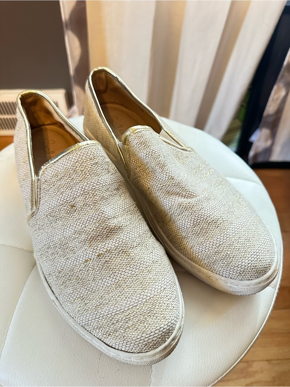 Splendid Metallic Gold Woven Slip On Sneakers Women’s 9.5 M